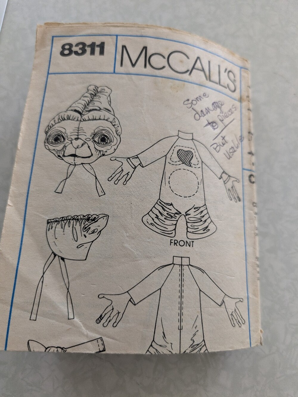 McCall's 8311 Sewing Pattern with Alien Costume Illustration